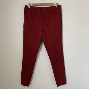 Serra Pants Women Size 12 Red Pockets Cotton Stretch Casual Bold Colorful 32x29"